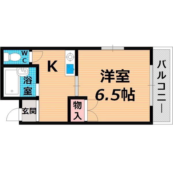 ルベール公園前(1K/2階)の間取り写真