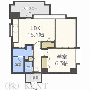 サンタの館裏参道(1LDK/11階)の間取り写真
