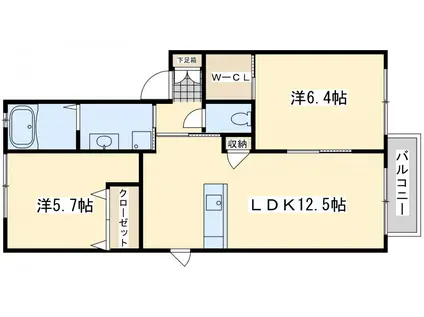 サン・ベレオ(2LDK/2階)の間取り写真