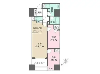 オルタナ日本橋(2LDK/4階)の間取り写真