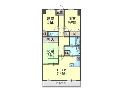サンシティ本荘弐番館(2LDK/7階)の間取り写真