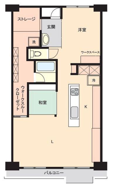 ルミエール厚木(1LDK/2階)の間取り写真