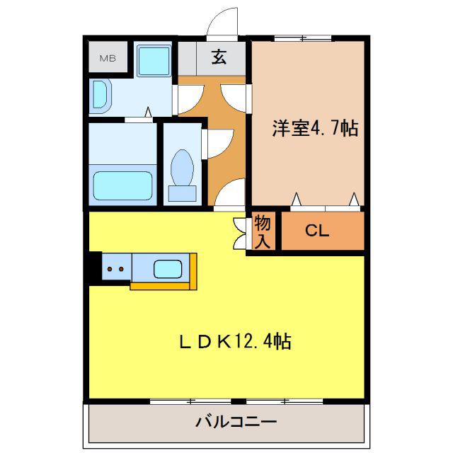 CASA DUO(1LDK/3階)の間取り写真