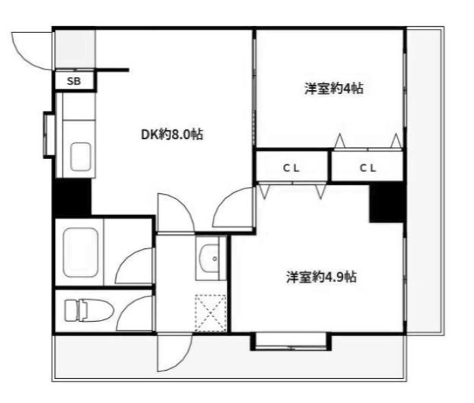 リブポート四街道(2DK/3階)の間取り写真