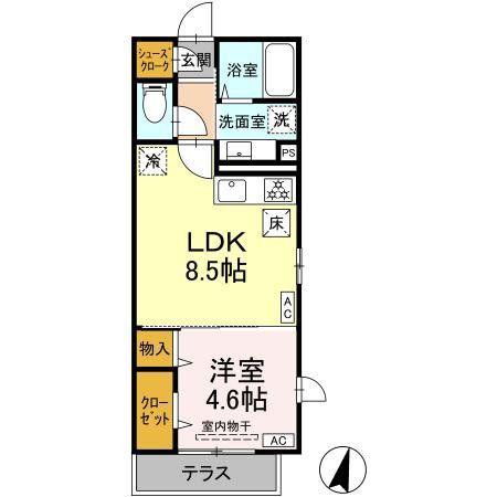 D TRIBUTE横濱鶴見(1LDK/3階)の間取り写真