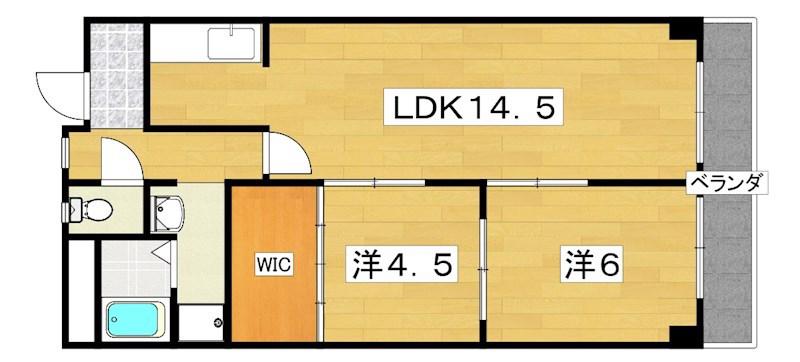 メナール香里園(2LDK/1階)の間取り写真
