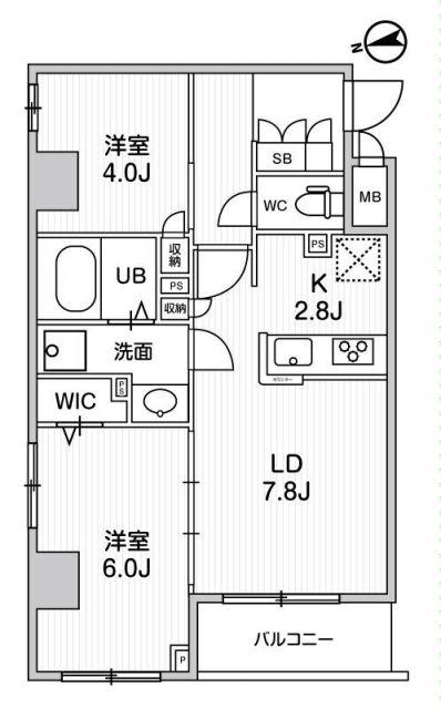 ALIVIS中野(2LDK/2階)の間取り写真