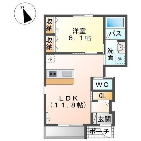 グロリアスHIRO(1LDK/1階)の間取り写真