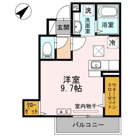 サンシャインヒルズII(ワンルーム/1階)の間取り写真