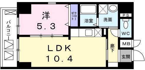 ポルカ エラン(1LDK/10階)の間取り写真