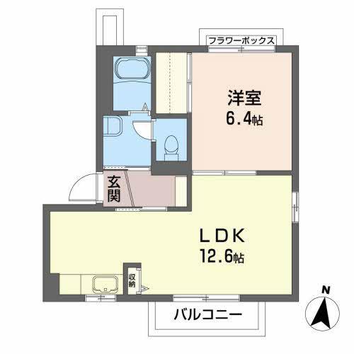 マハロクイーンB(1LDK/2階)の間取り写真