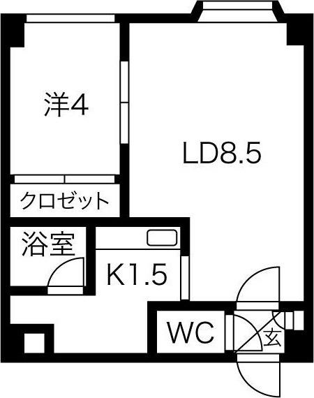 セトル豊平4・1(1LDK/4階)の間取り写真