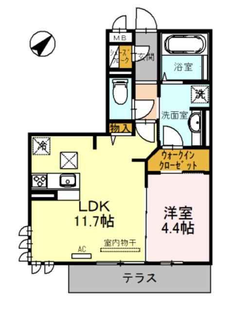 LALUCETY(1LDK/1階)の間取り写真