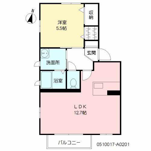 フェリーチェII(1LDK/2階)の間取り写真