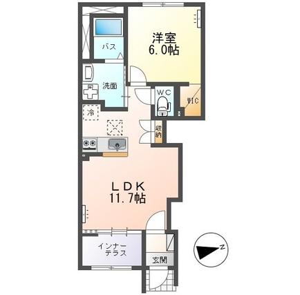 水戸市平須町字尾猿塚アパート(1LDK/1階)の間取り写真
