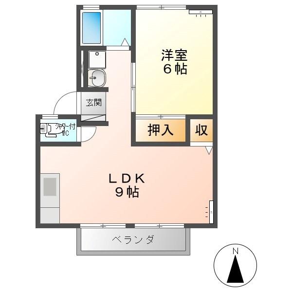 エクセレンスヒデ B棟(1LDK/1階)の間取り写真