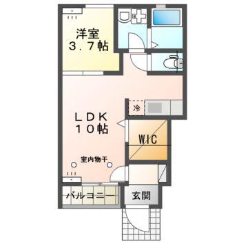 ラ・ローズA棟(1LDK/1階)の間取り写真