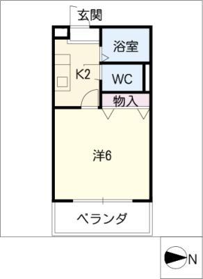 シャンボール瑞穂(1K/1階)の間取り写真
