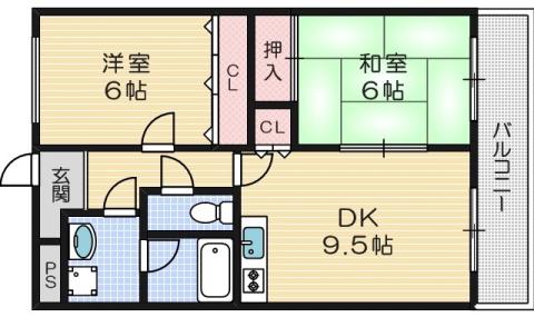 クレールミシマII(2LDK/1階)の間取り写真
