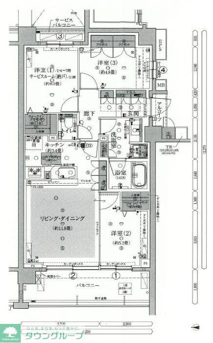 グランドメゾン鷺沼ザ・ヴィラ(2SLDK/2階)の間取り写真