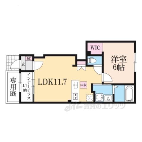 草津市川原2丁目アパート(1LDK/1階)の間取り写真