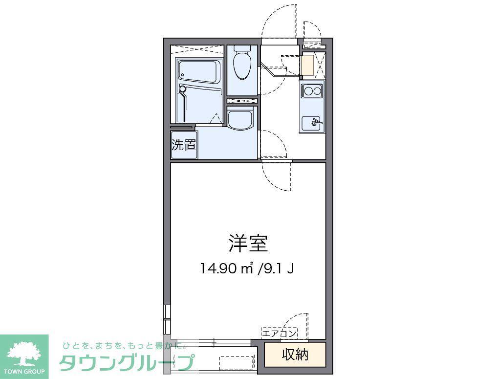 クレイノゾンネンブルーメ川越(1K/2階)の間取り写真