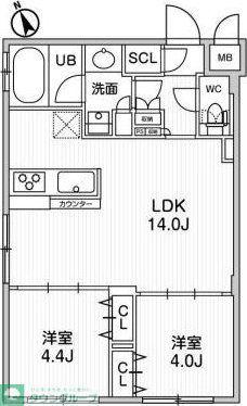 ルネサンスコート桜新町(2LDK/3階)の間取り写真