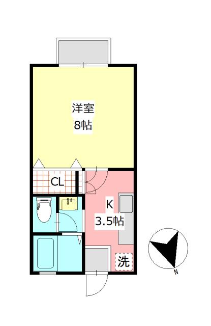ゆとりす小川3号棟(1K/1階)の間取り写真