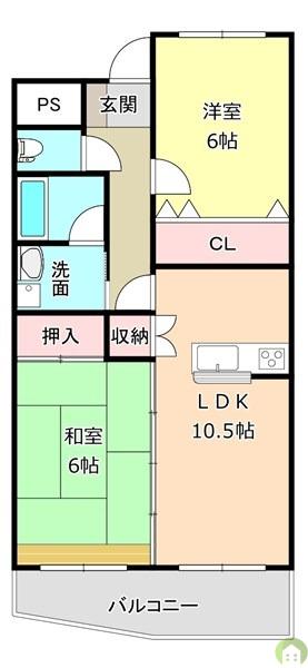 KSガーデン住吉II(2LDK/1階)の間取り写真