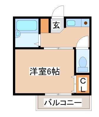 シャンブル・ドゥ・スマ(1K/2階)の間取り写真