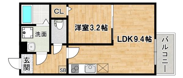 プランドール大和田(1LDK/3階)の間取り写真