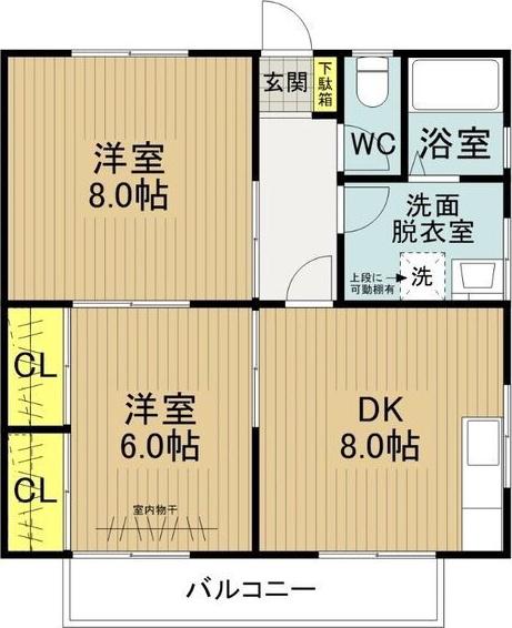 エルーテハウス(2DK/2階)の間取り写真