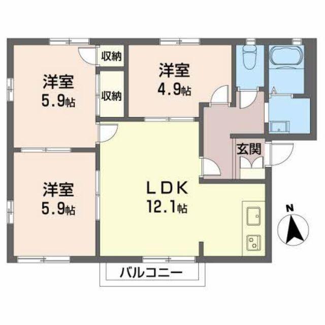 プランシェバラキ(3LDK/2階)の間取り写真