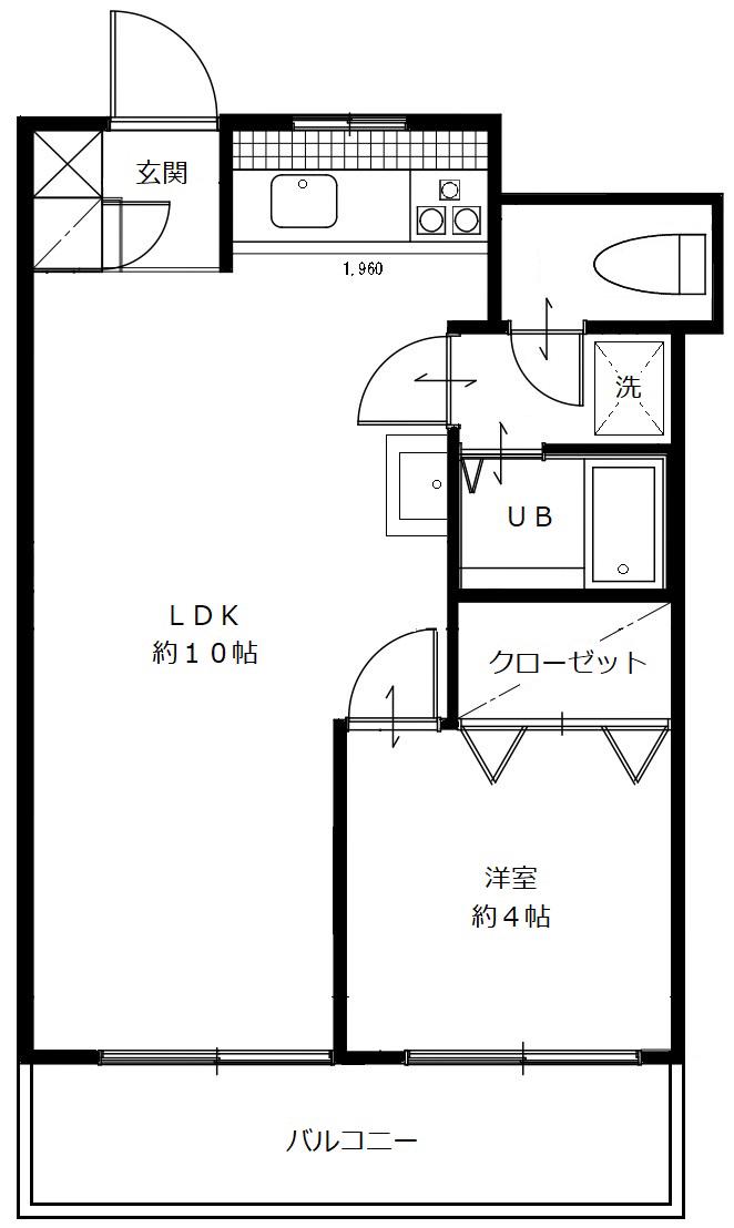 リーベ墨田(1LDK/2階)の間取り写真