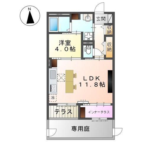 スイートモダン東宿郷3丁目マンション(1LDK/1階)の間取り写真