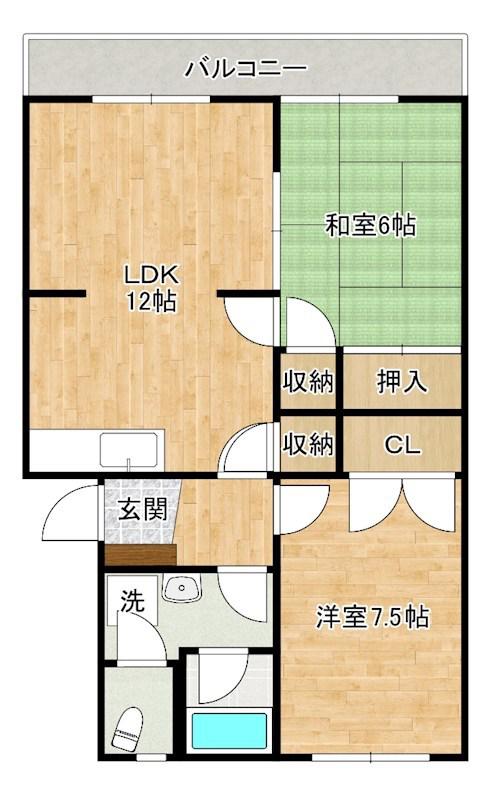 佐伯ビル(2LDK/2階)の間取り写真