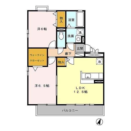 コゥジーコートA(2LDK/2階)の間取り写真