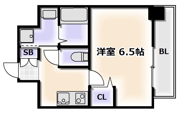 ソルテラスNAMBAサウスフィール(1K/6階)の間取り写真