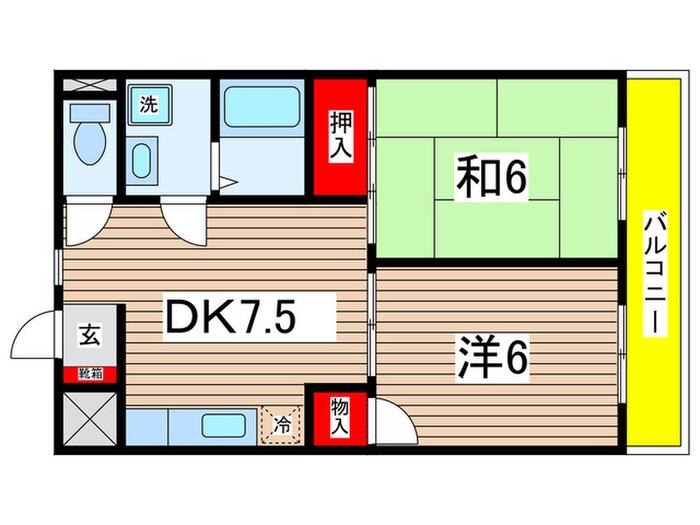 ピュアレジデンス(2DK/2階)の間取り写真