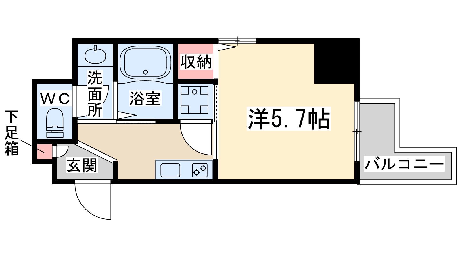 アイディル中之島イースト(1K/10階)の間取り写真