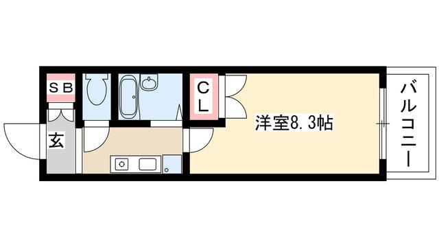 アゼリアヒルズ(1K/1階)の間取り写真