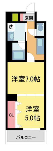LAFFICE住吉本町(2K/2階)の間取り写真