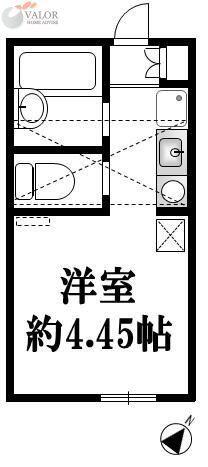 ポンデロッサ小田弐番館(ワンルーム/1階)の間取り写真