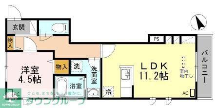 ドミール北沢(1LDK/1階)の間取り写真