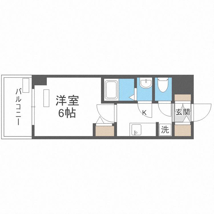 プレサンス松屋町ヴィゴラス(1K/3階)の間取り写真