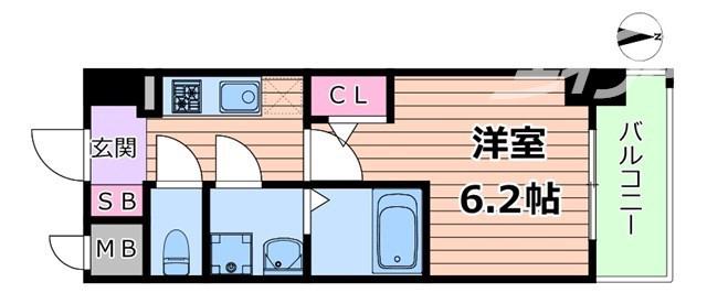 ORSUS大阪福島旧リヴェント福島(1K/5階)の間取り写真