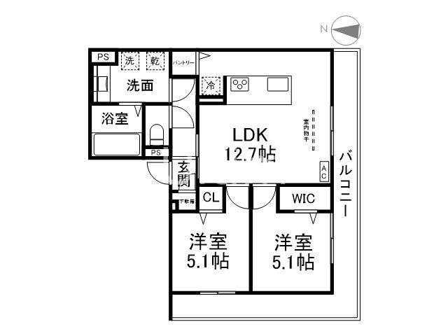 GRAMM桃山筑前(2LDK/3階)の間取り写真