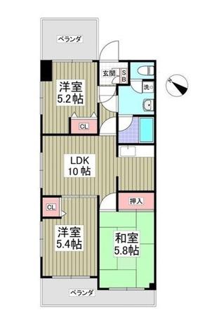 クリソベール本丸(3LDK/3階)の間取り写真
