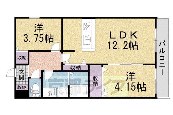 上島町B棟(2LDK/3階)の間取り写真