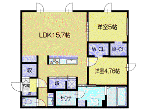 アレックスサーナズII(2LDK/1階)の間取り写真